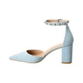 thumbnail image 2 of Stuart Weitzman Pearl Strap Block 75 Denim Pump, 9.5, Blue, 2 of 5