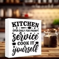 thumbnail image 6 of Zomyto 7"x7" Funny Kitchen Wood Block Signs,Kitchen Open Daily for Prompt Wooden Box Sign for Home Shelf Farmhouse Kitchen Tabletop Desk Decor, 6 of 7