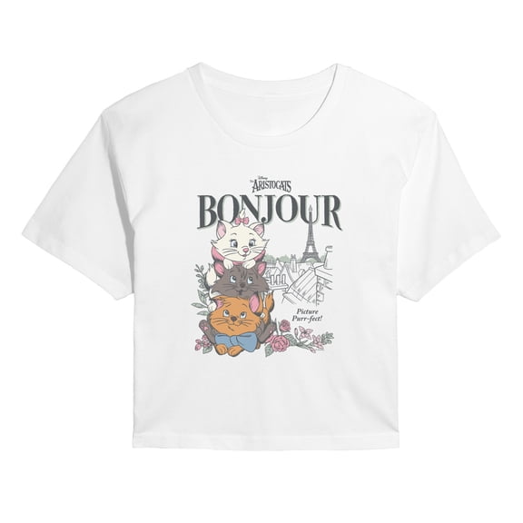 The Aristocats - Bonjour - Juniors Cropped Graphic T-Shirt