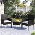 thumbnail image 6 of CONCETTA 3-Piece Patio Furniture Set, Wicker Outdoor PE Rattan Furniture with Coffee Table & Washable Cushion, Compact Bistro Conversation Seating for Balcony, Garden, Poolside, Porch - Black, 6 of 8