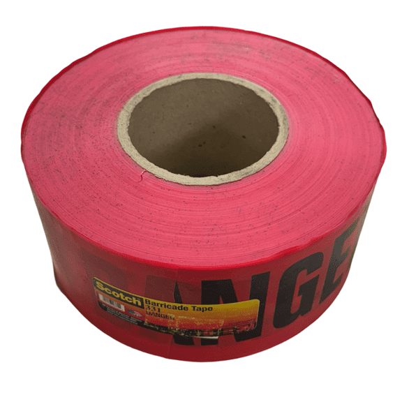 3M 331 Barricade Tape 3" x 1000 ft, 3 mil Thick, Red Danger USA Made