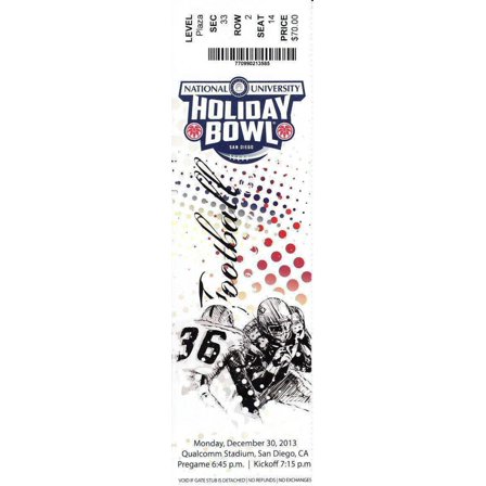 2013 Holiday Bowl Game ticket stub  Lunch program Texas Tech 37 Arizona St 23