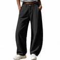 thumbnail image 7 of Women's High Waist Baggy Barrel Pants Relaxed Curved Leg Trousers Loose Stitch Detail Casual Streetwear Trousers with Pockets Black, 7 of 7