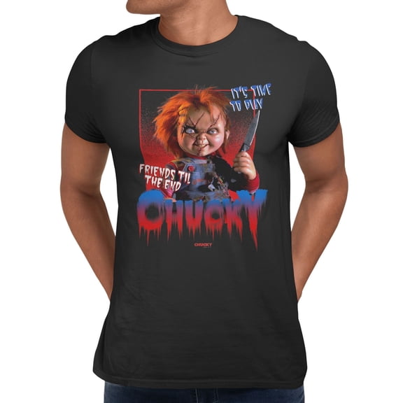 Chucky Friends Til The End It's Time To Play Men's Graphic T-Shirt (Black, S-2XL)