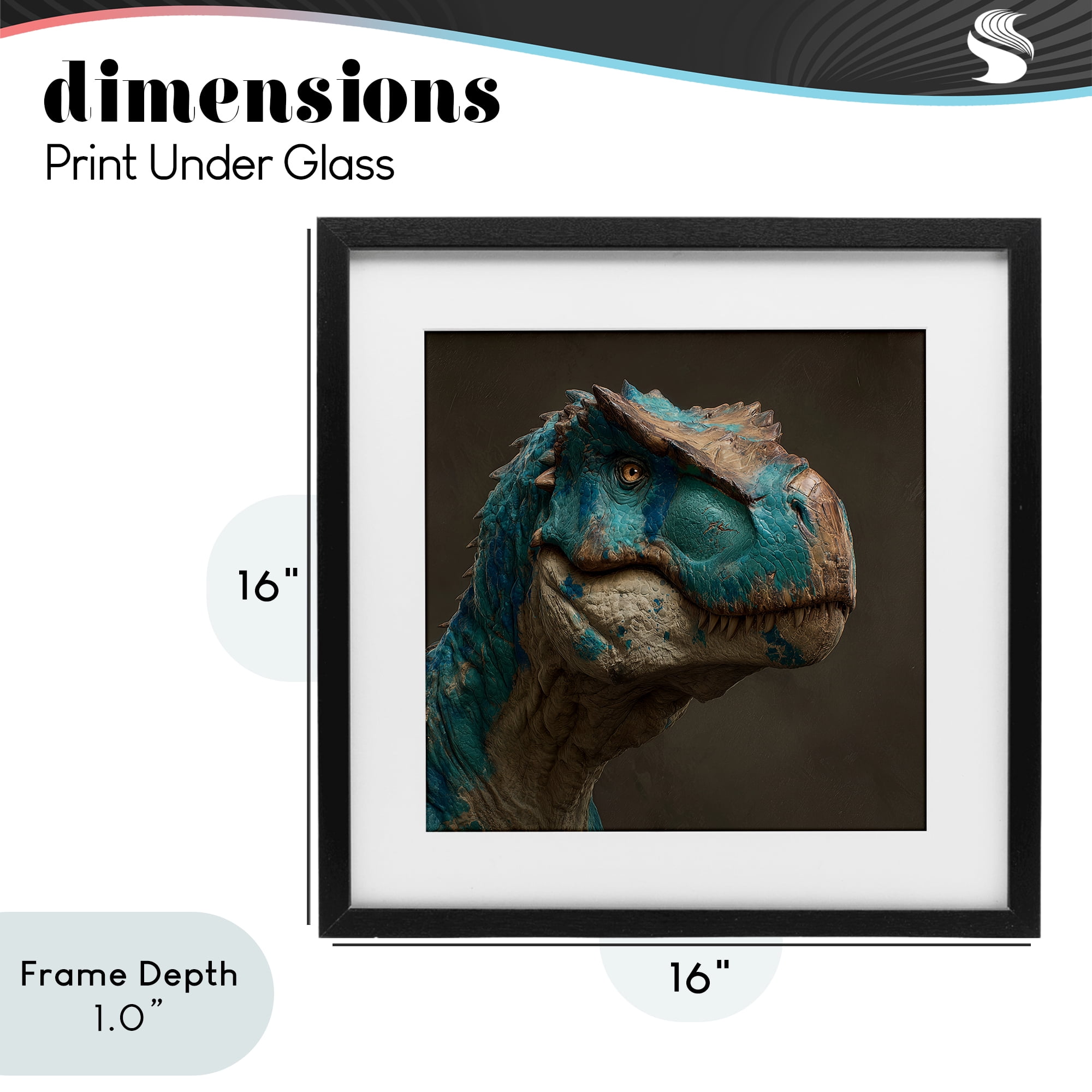 Stupell Industries Cerulean Scaled Dinosaur Detail Black Framed Print Under Glass, design by Wumples
