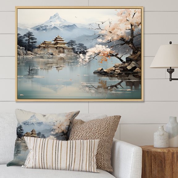 Designart "Asian Art Imperial horizon II" Asian Floater Framed Canvas Wall Art
