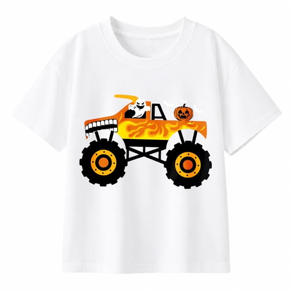 Boy Halloween Shirt Pumpkin Ghost Tops Kids Outfits Short Sleeve Tshirt