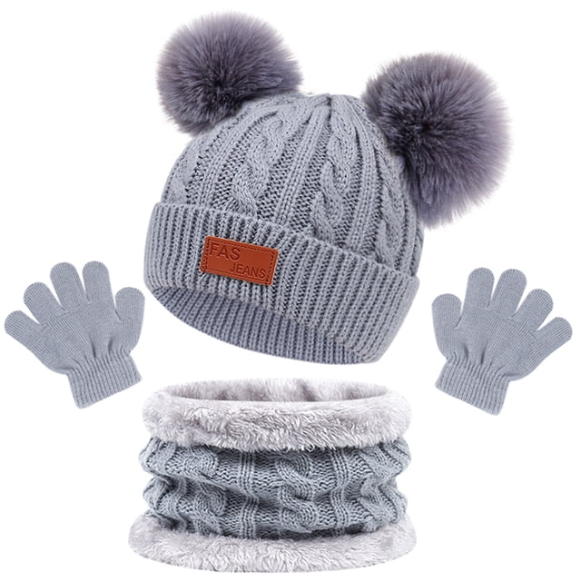 Conjunto de gorro y bufanda de invierno para niños, guantes y gorro de punto cálidos para bebés de 1 a 8 años.