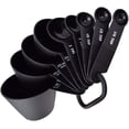 thumbnail image 3 of Tazas medidoras de metal anidadas, acero inoxidable, asas de silicona suave al tacto, alta calidad, mango ergonómico para café, harina, cereales, 9 piezas, ideal para entusiastas de la repostería y, 3 of 6