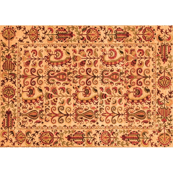 Ahgly Company Indoor Rectangle Abstract Orange Modern Area Rugs, 8' x 10'