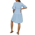 thumbnail image 3 of INSPIRE CHIC Women's Maternity Dress Bohemian Tiered Ruffled Bell Sleeve Casual V Neck Boho Pregnancy Dresses XL Blue, 3 of 6