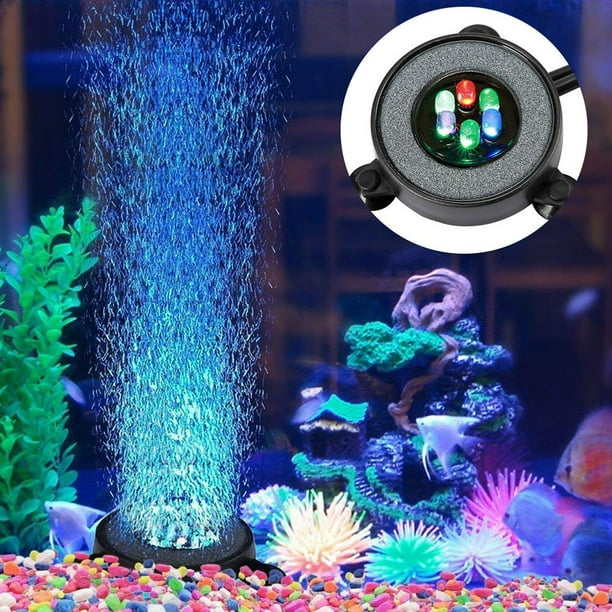 DYstyle Waterproof LED Aquarium Lights Air Stone Disk Round Fish Tank