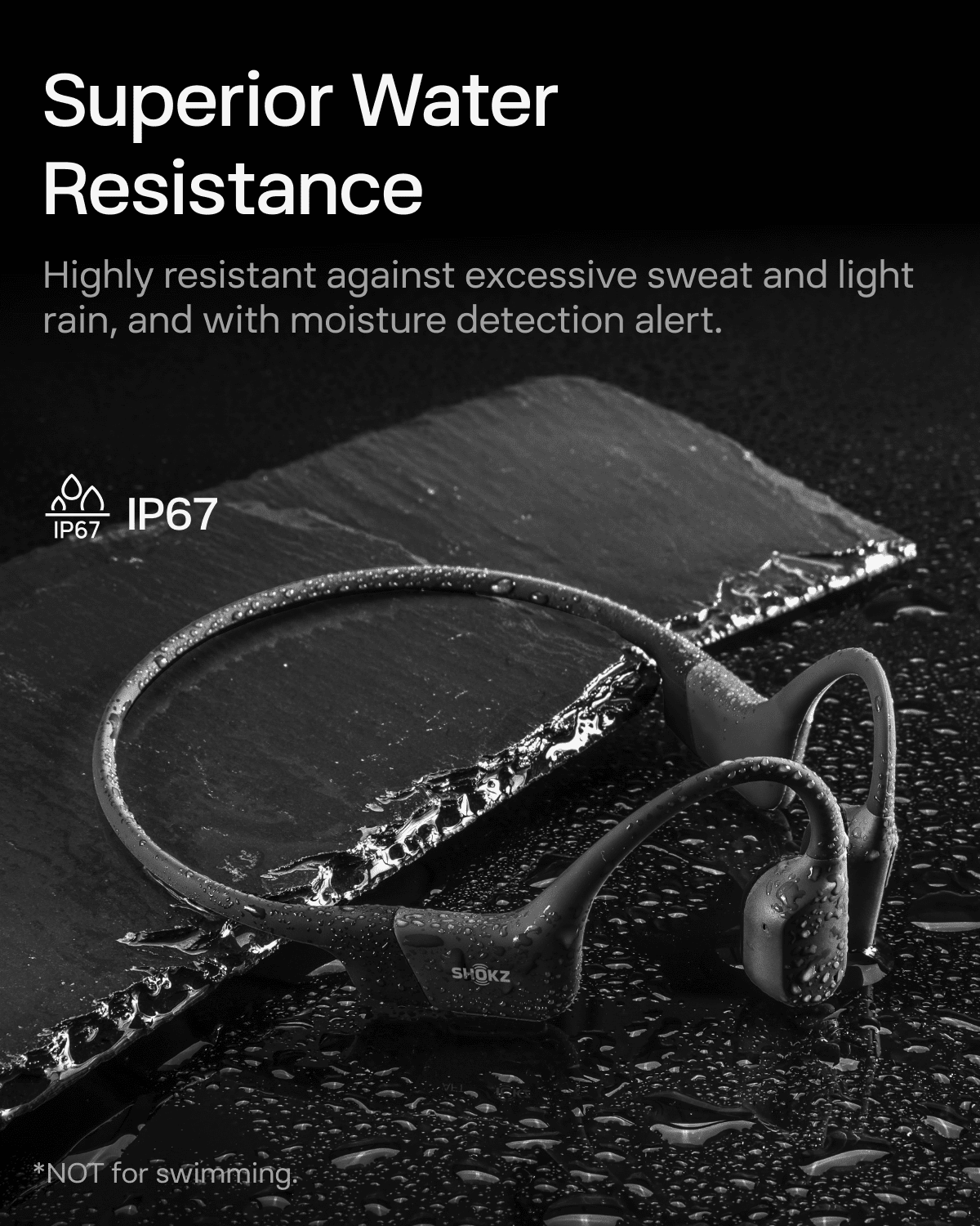 SHOKZ OpenRun Bone USB-C Charging Conduction Waterproof Bluetooth Headphones for Sports with Cooling Wristband (Black)