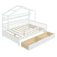 thumbnail image 3 of White Full Size House Bed with Drawer, Montessori-Style Bed for Kids, Teens, Boys & Girls, Wooden Frame with Roof Design and Storage Shelves, No Box Spring Needed, 3 of 5