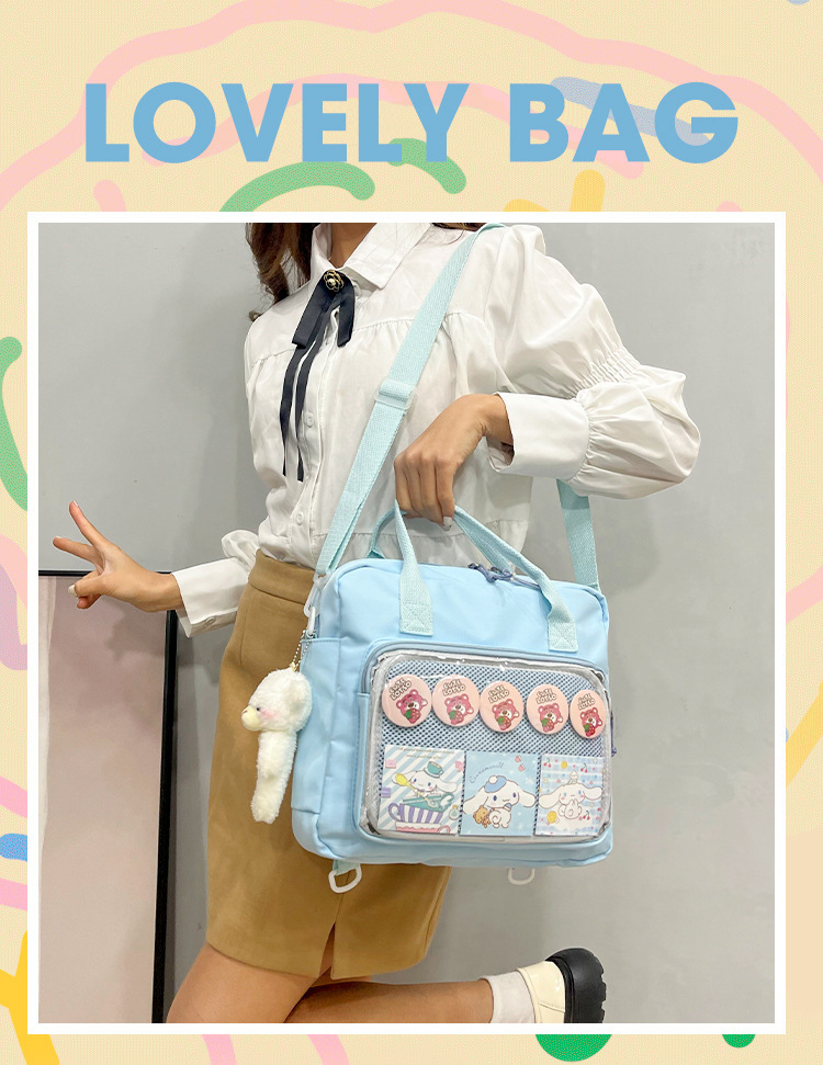 Baguery Kawaii Y2K Ita Backpack - 3-Way Crossbody Messenger Bag, Cute Tote Shoulder Purse for Women