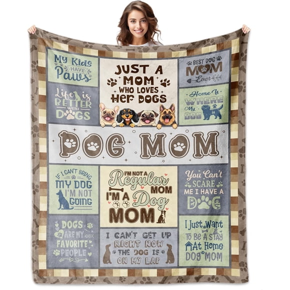 Dog Mom Gifts for Women Dog Mom Blanket Dogs Moms Gifts for Woman Dogs Owner Lover Mommy Mother for Birthday Mothers Day Christmas 50"x60"