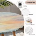 thumbnail image 3 of Ocean Sunset Round Tablecloth for 36-44 Inch Tables,Fitted Table Cover with Elastic Edge,Modern Orange Blue Oil Painting Seagull Waterproof Outdoor Table Cloth Protector for Patio Garden Dinner, 3 of 9
