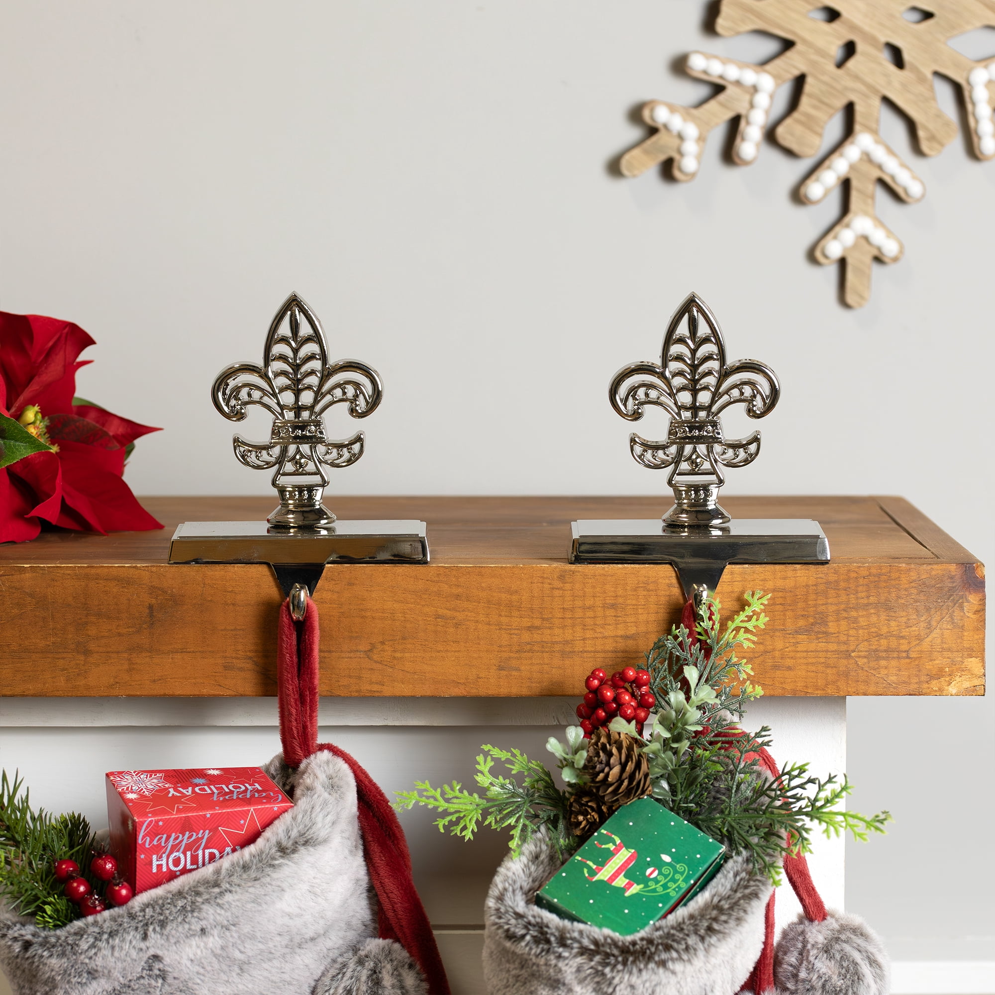 Northlight Fleur de Lis Christmas Stocking Holder - 5" - Set of 2