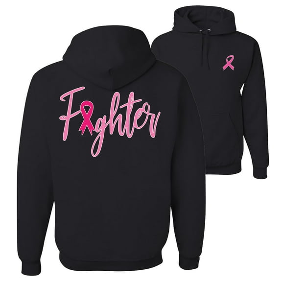 Wild Bobby Breast Cancer Awareness Fighter Breast Cancer Survivor Front and Back Unisex Hoodie Sweatshirt, Black, Small