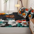 thumbnail image 5 of Homewish Vintage Pet Dog Zipper Twin Comforter Sets with Fitted Sheet and 2 Pillowcases,Watercolor Flowers Zipper Bedding Set,White Orange,Black Reversible,4pcs, 5 of 8