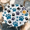 thumbnail image 3 of Blue Paw Print Fitted Tablecloth with Elastic Edged, Round Table Cloth for Dining Table, Black Animals Cat Dog Colored Cartoon Waterproof Oil Proof Table Cover for Indoor Outdoor 55"-60", 3 of 9