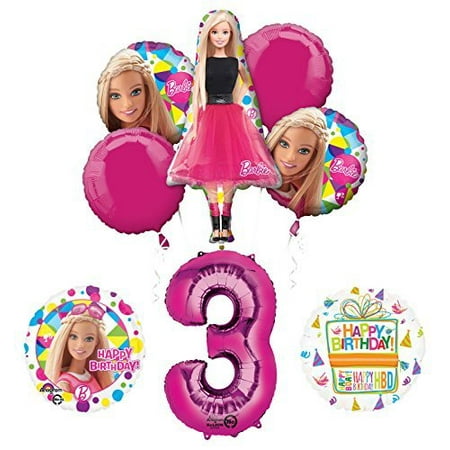 Barbie 3rd Birthday Party Supplies And Balloon Bouquet Decorations