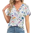 thumbnail image 2 of SDNall Ladies Tops and Blouses Summer Casual V-Neck Short Sleeved Lace Printed Top Womens Blouses, 2 of 9