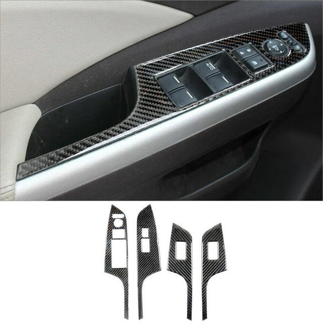 Real Bright Soft Car Interior Carbon Fiber Sticker Decoration4Pcs Carbon Fiber Interior Door Control Cover For Honda CR-V 2012-16Auto Car Protection Interior Accessories