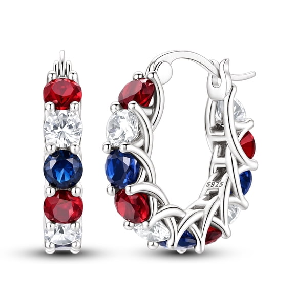 MULA 22mm 925 Sterling Silver Hoop Huggie Earrings for Women, Hypoallergenic Colorful CZ Jewelry Birthday Gift with Box