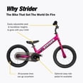 thumbnail image 5 of Strider 14x Classic, Funky Fuchsia- Balance Bike for Kids 3 to 6 Years - Includes Kid Sized Grips, Padded Seat, Performance Footrest, All-Purpose Tires Easy Assembly, Tool-Free Adjustments, 5 of 10