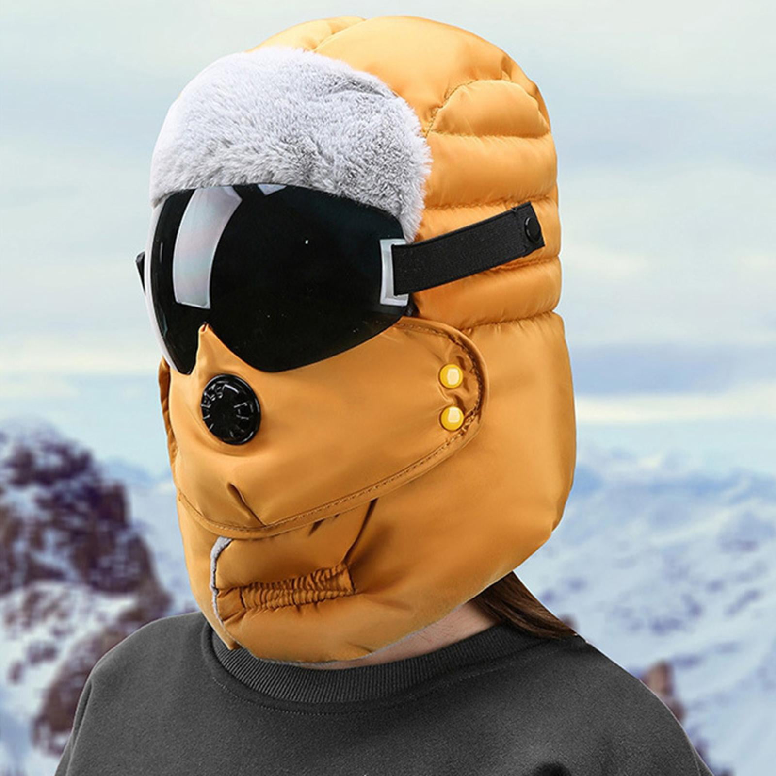 Winter Warm Fleece Balaclava Hat Snow Neck Face Mask Black Black Glasses 