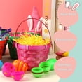 thumbnail image 3 of 4PCS Easter Woven Goodie Basket with 4 Colors Easter Grass, Natural Woven Easter Eggs and Candy Wicker Basket Easter Gift Basket with Mobile Handle for Easter Egg Hunt, Kids Easter Party, Gift Packin, 3 of 7