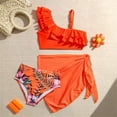 thumbnail image 4 of Kiijoy Girls 3 Piece Swimsuit Ruffle Bikini Set Cover Up Skirt Bathing Suit, Sizes 5-12, 4 of 6
