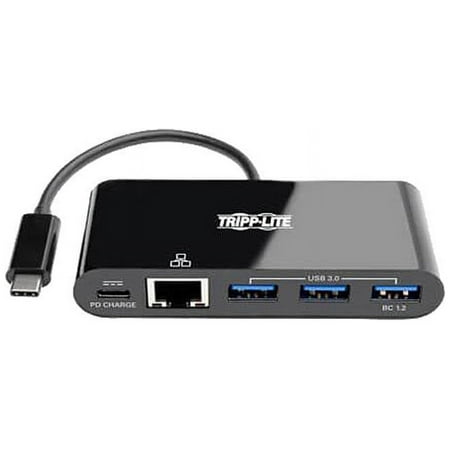 UPC: 0037332209184 | Tripp Lite USB-C to Ethernet Adapter with 3x USB-A Gigabit Thunderbolt 3—PD Charging Black (U460-003-3AGB-C)