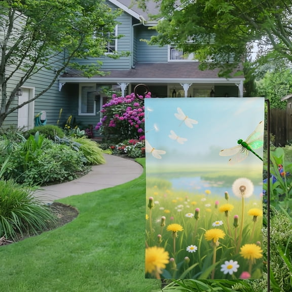 Spring Summer Garden Flag Double Sided Retro Farmhouse Yellow Flowers Welcome Yard House Outside Outdoor Decoration,12*18 inch