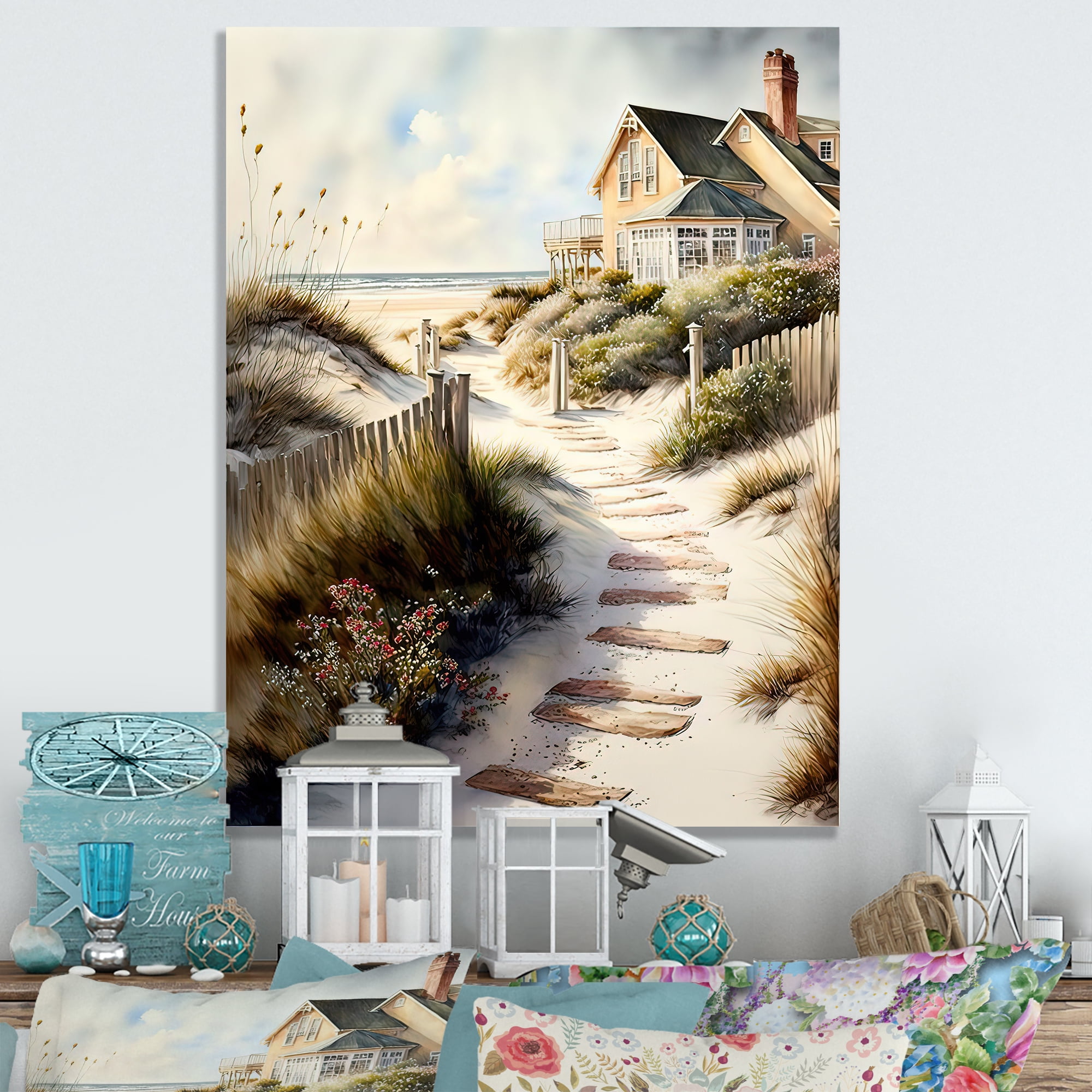 Designart Path To Beach House VI Canvas Wall Art