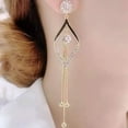 thumbnail image 1 of HomeKingdee Diamond Geometric Long Tassel Earrings - Romantic Bohemian Style Lightweight Luxury Earrings for Women, Ideal for Weddings, Parties and Daily Wear, 1 of 5
