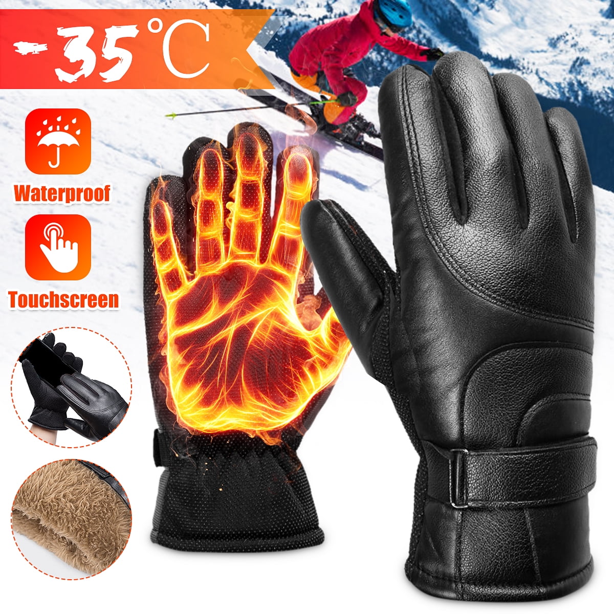 30℃ Touch Screen Windproof Waterproof Outdoor Sport Unisex Winter Warm Gloves