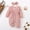 Pink, variant on 6-9 Months Newborn Baby Girl Outfits Infant Long Sleeve Solid Color Romper with Headband Set Infant Fall Winter Clothes Pink