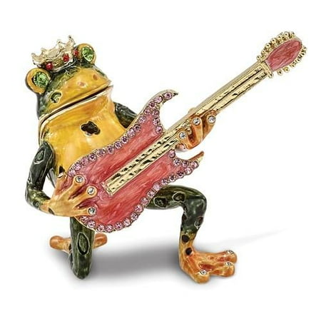 Bejeweled Frog - Bejeweled Frog with Guitar Trinket Box