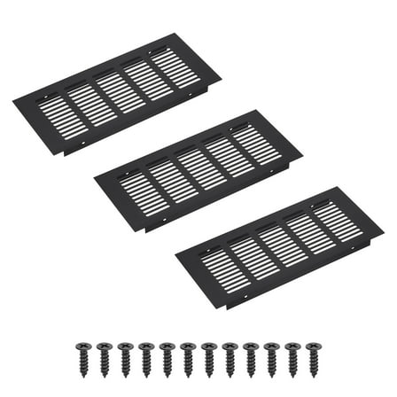 Uxcell 9 x 4 Inch Rectangle Ventilation Grille, 3PCS Aluminum Air Vent Cover, Black