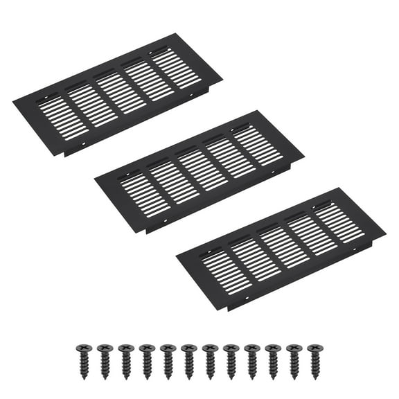 Uxcell 9 x 4 Inch Rectangle Ventilation Grille, 3PCS Aluminum Air Vent Cover, Black