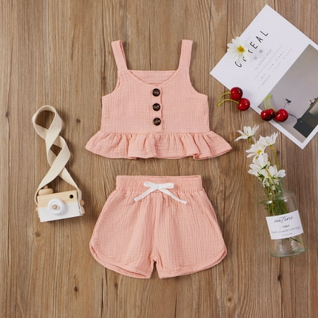 

RPVATI Infant Baby Toddler Child Children Kids Clothes Sleeveless Cami Top Shorts Set 2 Pieces Summer Outfits Set