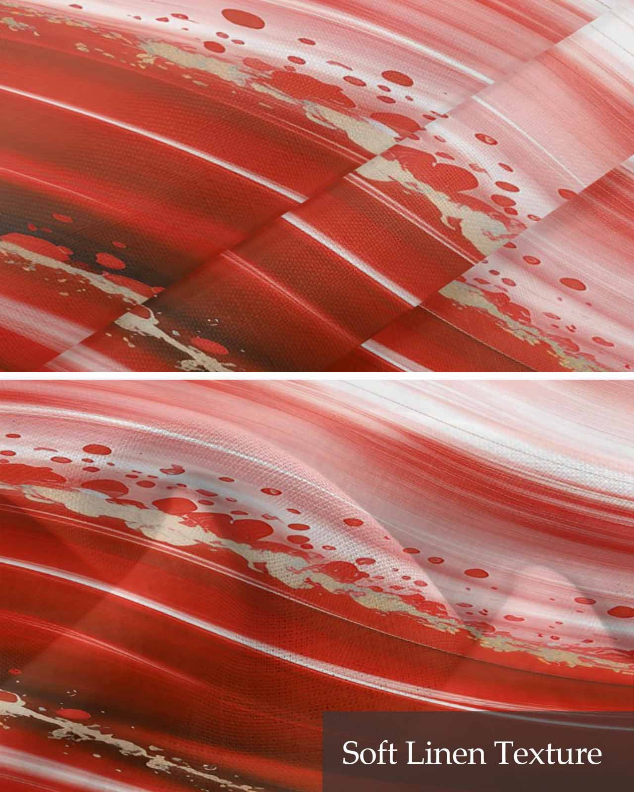 Red Waves Abstract Kitchen Valances for Windows Farmhouse Linen Window Valance Curtain for Living Room Window Treatment Ombre Fluid Water Ripple Striped Valance Rod Pocket Topper Drape, 54 x 18 Inch