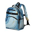 thumbnail image 2 of Blue and Gold Marble Pattern Cute School Backpack Bag for School with Padded Back and Adjustable Shoulder Straps 15.25"x11.5"x5.25", 2 of 5