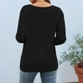 thumbnail image 4 of LYEAA Ladies 3/4 Sleeve V-Neck Tops Breathable Cotton Casual Solid Color T-Shirt Elastic Loungewear Comfortable Basic Tee for Yoga Home Black XXL, 4 of 6