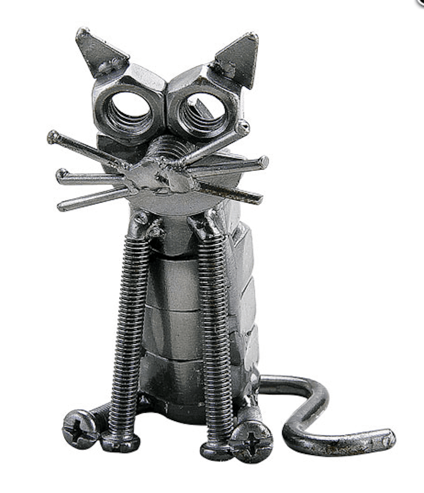 The Handcrafted Recycled Metal Art Sitting Cat
