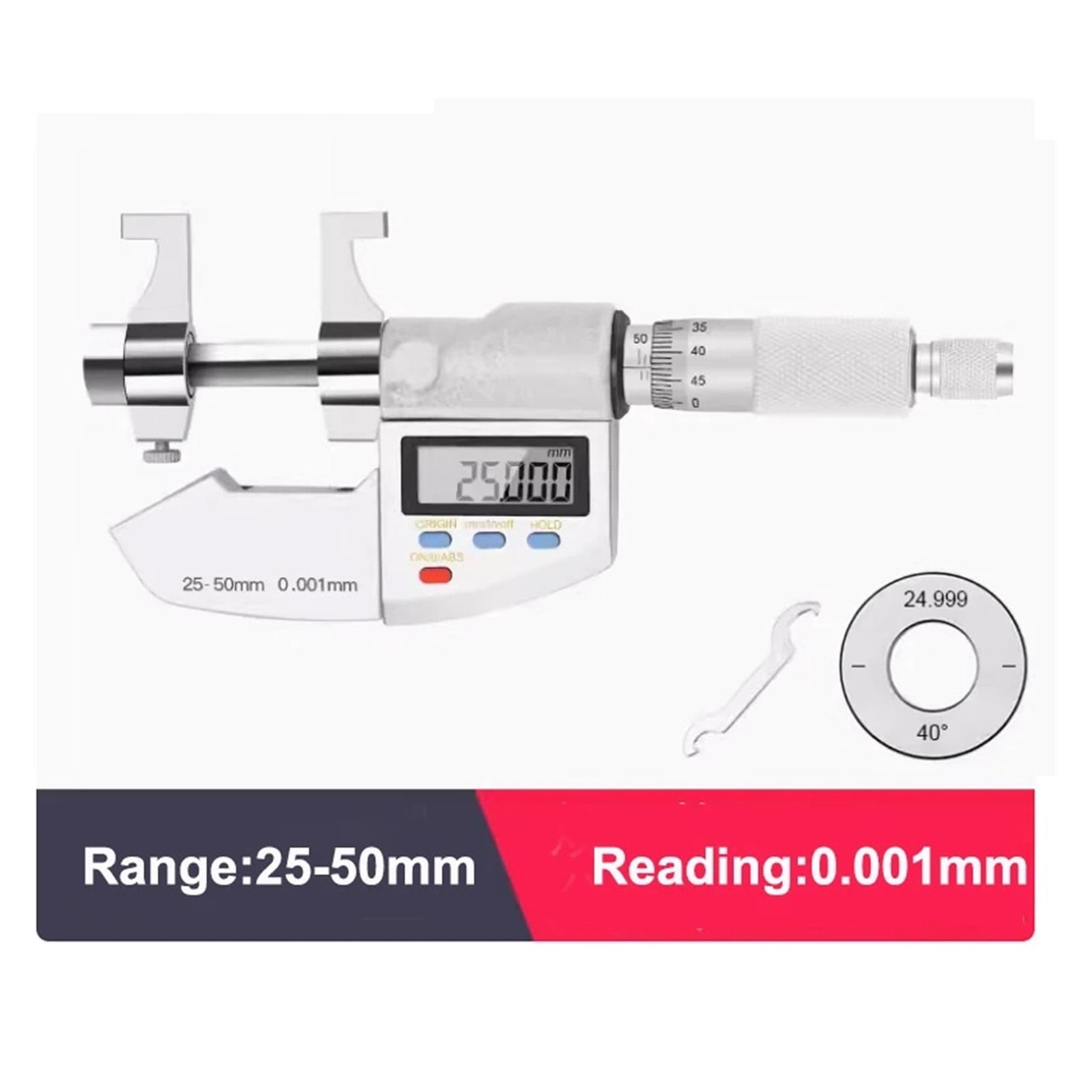 IP65 Waterproof Digital Micrometer Caliper 5-30/25-50mm 0.001mm Electronic Digital Micrometer Caliper Measuring Gauge Tools ,Easy to Operate