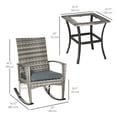 thumbnail image 2 of 3-Piece Grey Patio Rocking Chair Set with Coffee Table - Outdoor PE Rattan Bistro Set for Deck, Backyard, Poolside Relaxation & Conversation, 2 of 7