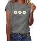 thumbnail image 4 of Moda Mujer Causal Daisy Cuello redondo Blusa estampada Camiseta de manga corta Tops de verano Pompotops  hkajfhjk461279, 4 of 6